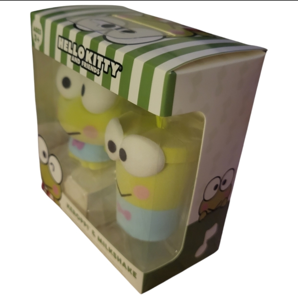 NIB Collectible Hello Kitty & Friends Keroppi & Milkshake Figurines Flocked 3+ - Picture 4 of 9